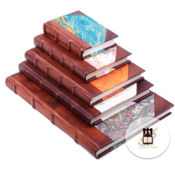 True leather and marble paper bound journals