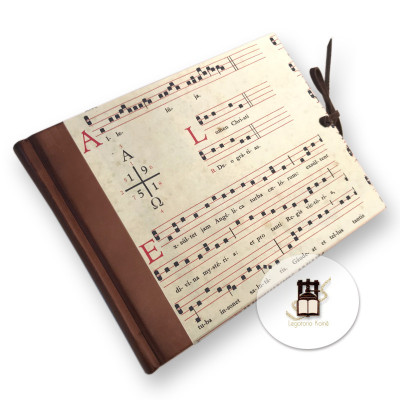 Leather and paper music notebooks. Inside with stave.