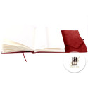 Red leather photo album with ivory sheets